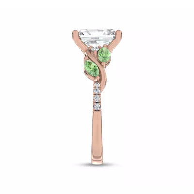 Hayden Curved Vine Tsavorite And Diamond Engagement Ring