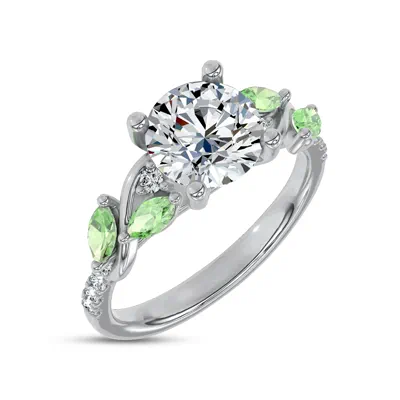 Hayden Curved Vine Tsavorite And Diamond Engagement Ring