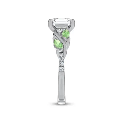 Hayden Curved Vine Tsavorite And Diamond Engagement Ring