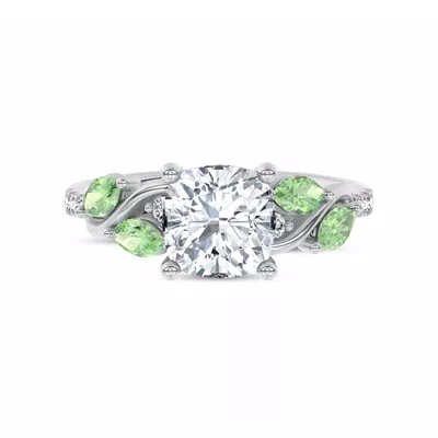 Hayden Curved Vine Tsavorite And Diamond Engagement Ring