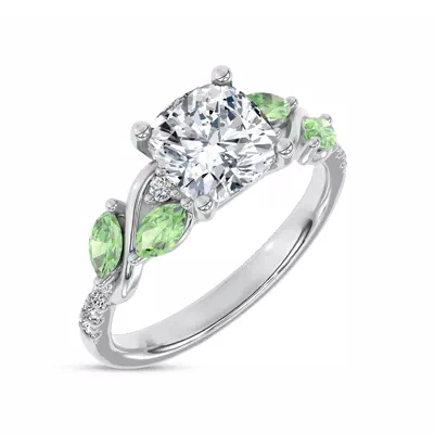Hayden Curved Vine Tsavorite And Diamond Engagement Ring