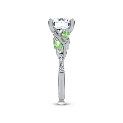 Hayden Curved Vine Tsavorite And Diamond Engagement Ring