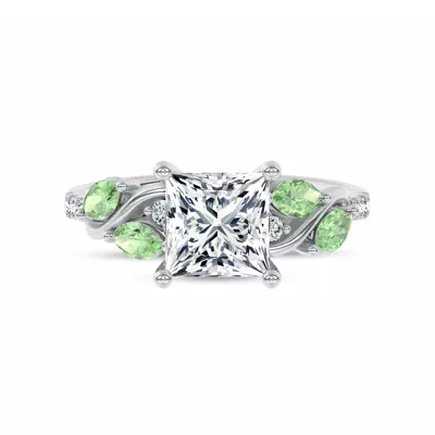 Hayden Curved Vine Tsavorite And Diamond Engagement Ring