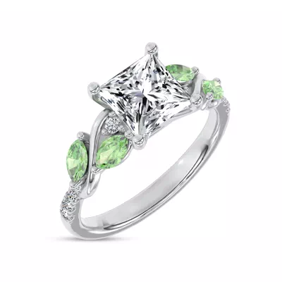 Hayden Curved Vine Tsavorite And Diamond Engagement Ring