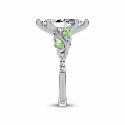 Hayden Curved Vine Tsavorite And Diamond Engagement Ring