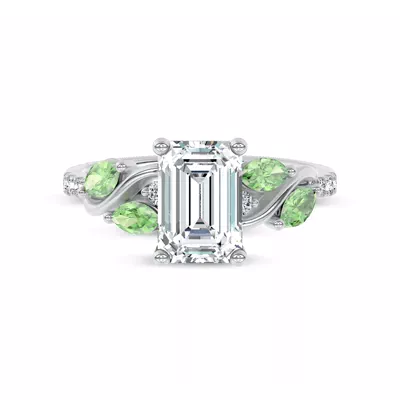 Hayden Curved Vine Tsavorite And Diamond Engagement Ring