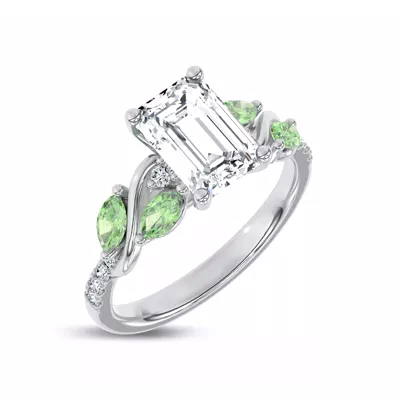 Hayden Curved Vine Tsavorite And Diamond Engagement Ring