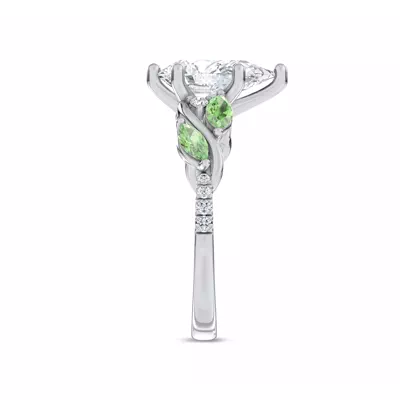 Hayden Curved Vine Tsavorite And Diamond Engagement Ring