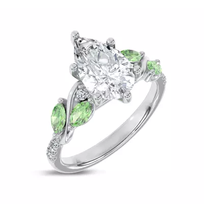 Hayden Curved Vine Tsavorite And Diamond Engagement Ring