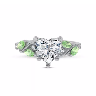 Hayden Curved Vine Tsavorite And Diamond Engagement Ring