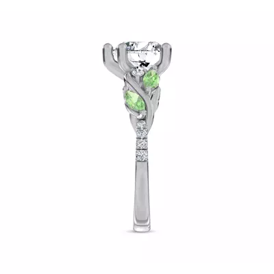 Hayden Curved Vine Tsavorite And Diamond Engagement Ring