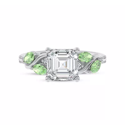 Hayden Curved Vine Tsavorite And Diamond Engagement Ring