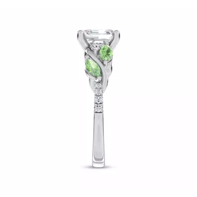 Hayden Curved Vine Tsavorite And Diamond Engagement Ring