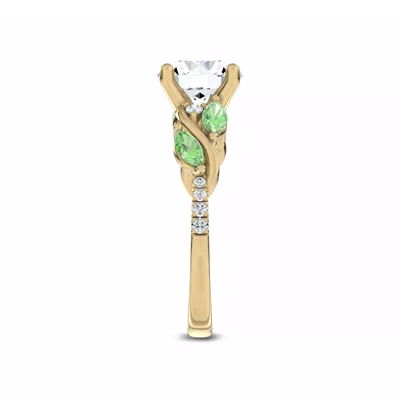Hayden Curved Vine Tsavorite And Diamond Engagement Ring