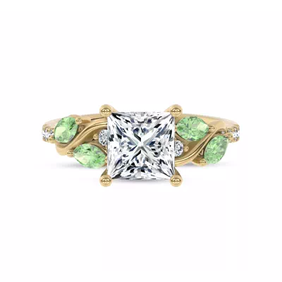 Hayden Curved Vine Tsavorite And Diamond Engagement Ring