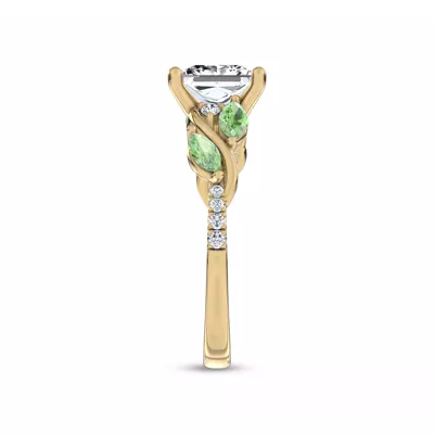 Hayden Curved Vine Tsavorite And Diamond Engagement Ring