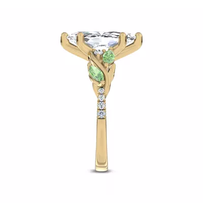 Hayden Curved Vine Tsavorite And Diamond Engagement Ring