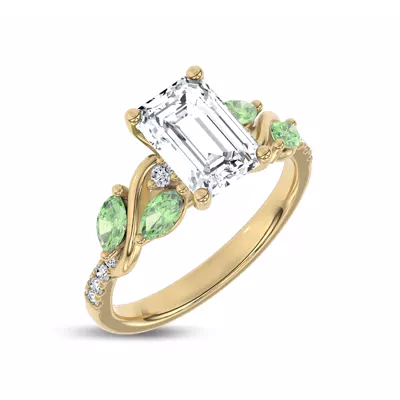 Hayden Curved Vine Tsavorite And Diamond Engagement Ring