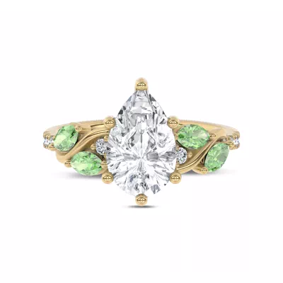 Hayden Curved Vine Tsavorite And Diamond Engagement Ring