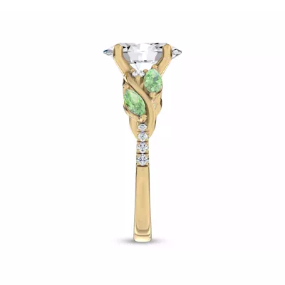 Hayden Curved Vine Tsavorite And Diamond Engagement Ring