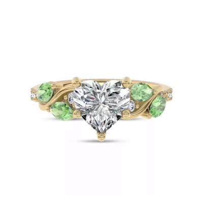 Hayden Curved Vine Tsavorite And Diamond Engagement Ring