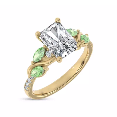 Hayden Curved Vine Tsavorite And Diamond Engagement Ring
