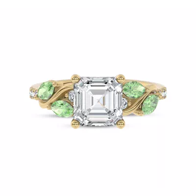 Hayden Curved Vine Tsavorite And Diamond Engagement Ring