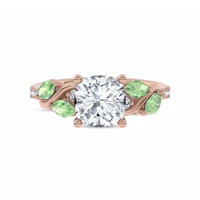 Hayden Curved Vine Tsavorite And Diamond Engagement Ring