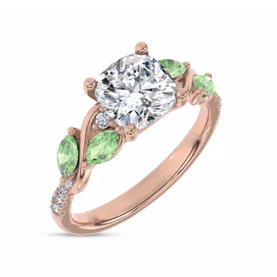 Hayden Curved Vine Tsavorite And Diamond Engagement Ring