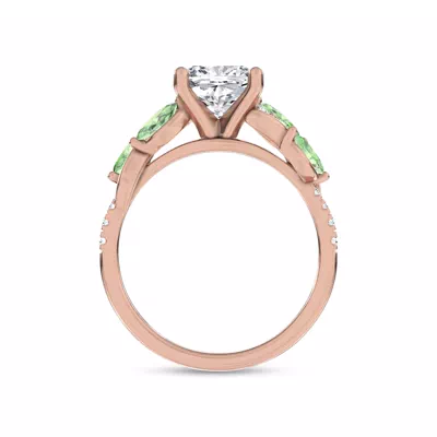 Hayden Curved Vine Tsavorite And Diamond Engagement Ring