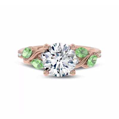Hayden Curved Vine Tsavorite And Diamond Engagement Ring