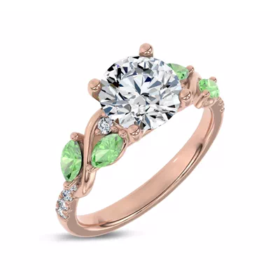 Hayden Curved Vine Tsavorite And Diamond Engagement Ring