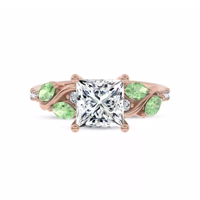 Hayden Curved Vine Tsavorite And Diamond Engagement Ring