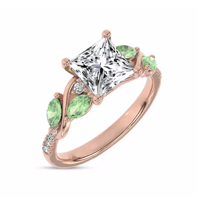 Hayden Curved Vine Tsavorite And Diamond Engagement Ring