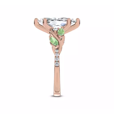 Hayden Curved Vine Tsavorite And Diamond Engagement Ring