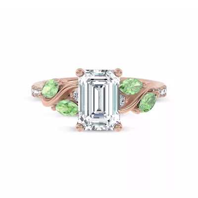Hayden Curved Vine Tsavorite And Diamond Engagement Ring