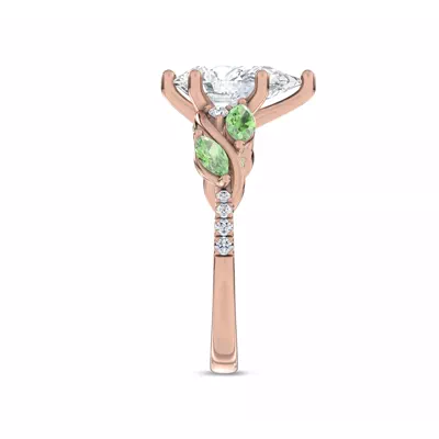 Hayden Curved Vine Tsavorite And Diamond Engagement Ring