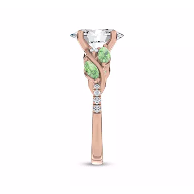 Hayden Curved Vine Tsavorite And Diamond Engagement Ring