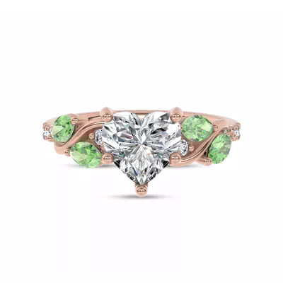 Hayden Curved Vine Tsavorite And Diamond Engagement Ring