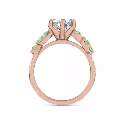 Hayden Curved Vine Tsavorite And Diamond Engagement Ring