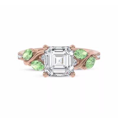 Hayden Curved Vine Tsavorite And Diamond Engagement Ring
