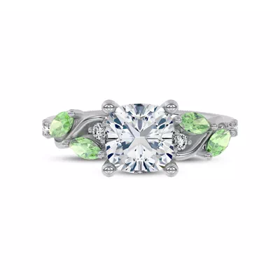 Hayden Curved Vine Tsavorite And Diamond Engagement Ring