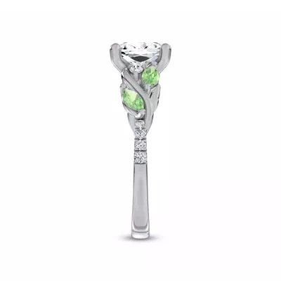 Hayden Curved Vine Tsavorite And Diamond Engagement Ring