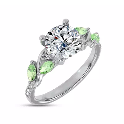 Hayden Curved Vine Tsavorite And Diamond Engagement Ring
