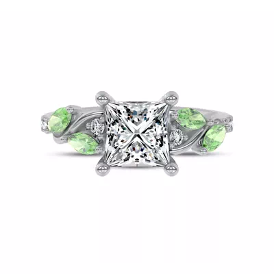 Hayden Curved Vine Tsavorite And Diamond Engagement Ring
