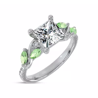 Hayden Curved Vine Tsavorite And Diamond Engagement Ring