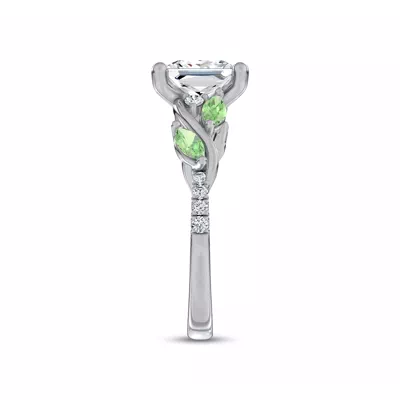Hayden Curved Vine Tsavorite And Diamond Engagement Ring
