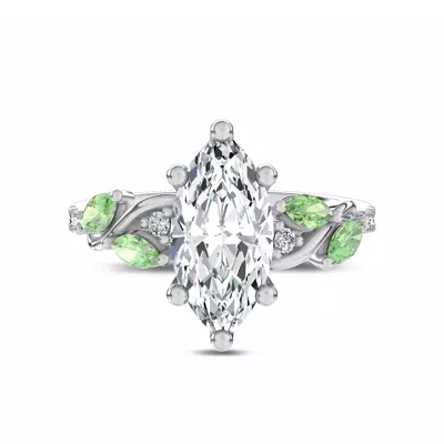 Hayden Curved Vine Tsavorite And Diamond Engagement Ring
