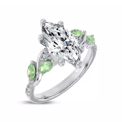 Hayden Curved Vine Tsavorite And Diamond Engagement Ring