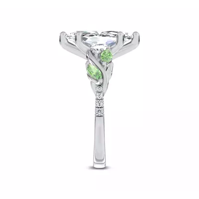 Hayden Curved Vine Tsavorite And Diamond Engagement Ring